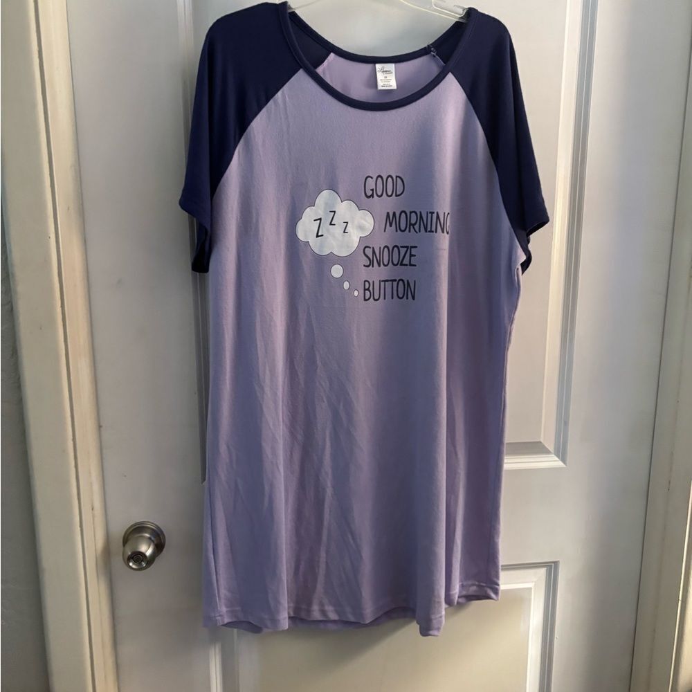 Women's Purple and Lavender Snooze Button Nightgown Sz 2X